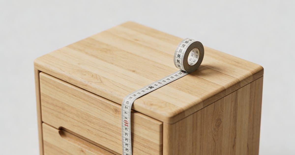 Commode en bois claire mesuree au metre ruban