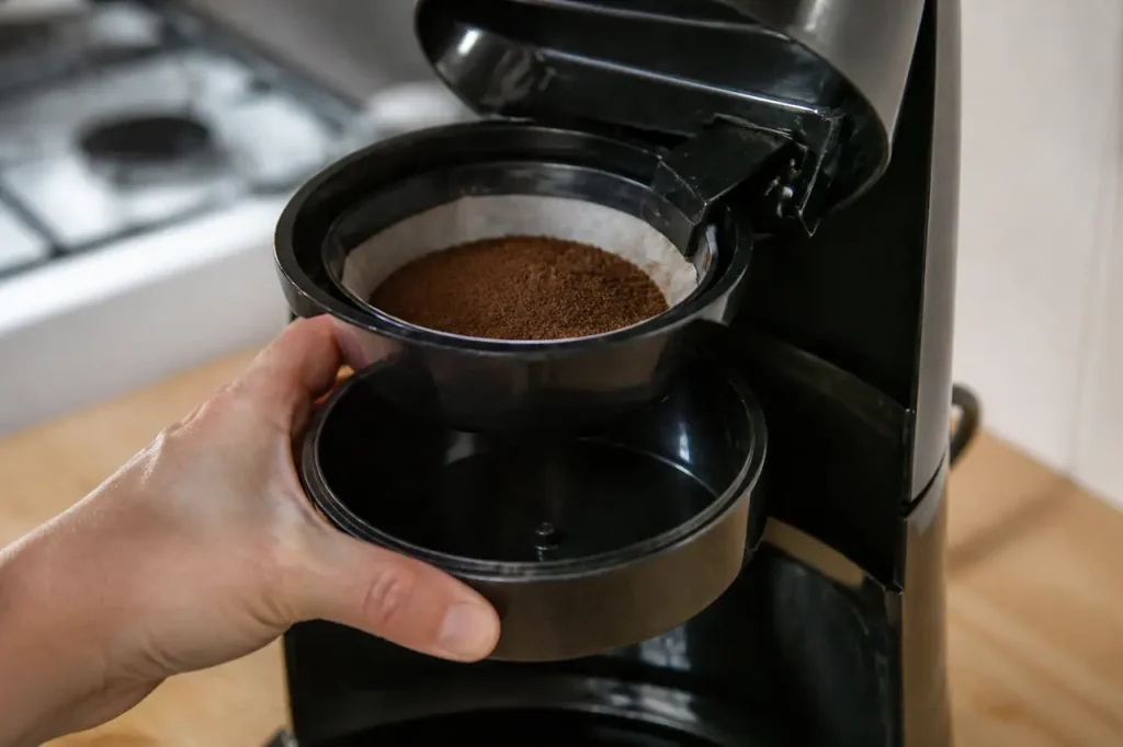 Bassine plate sous un filtre de machine ouvert